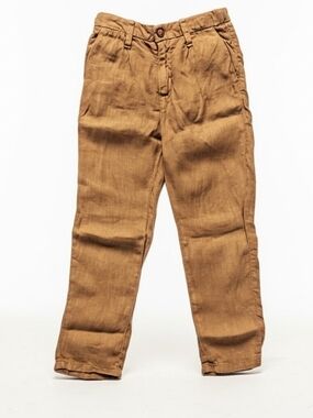 Boys Linen Pants in Camel Brown Nupkeet